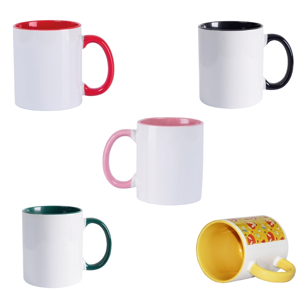 Caneca de Cerâmica Branca com alça e interior colorido 325ml-45500