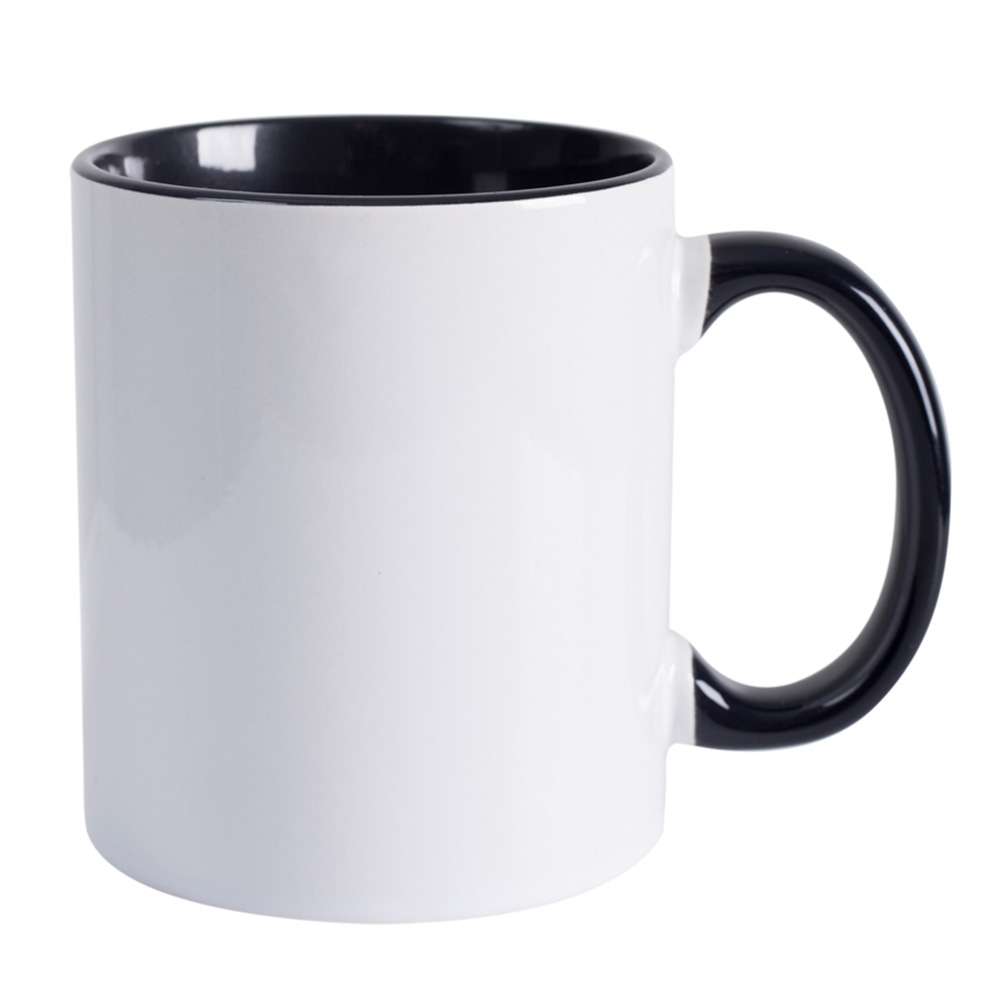 Caneca de Cerâmica Branca com alça e interior colorido 325ml PRETO-45500-PRE
